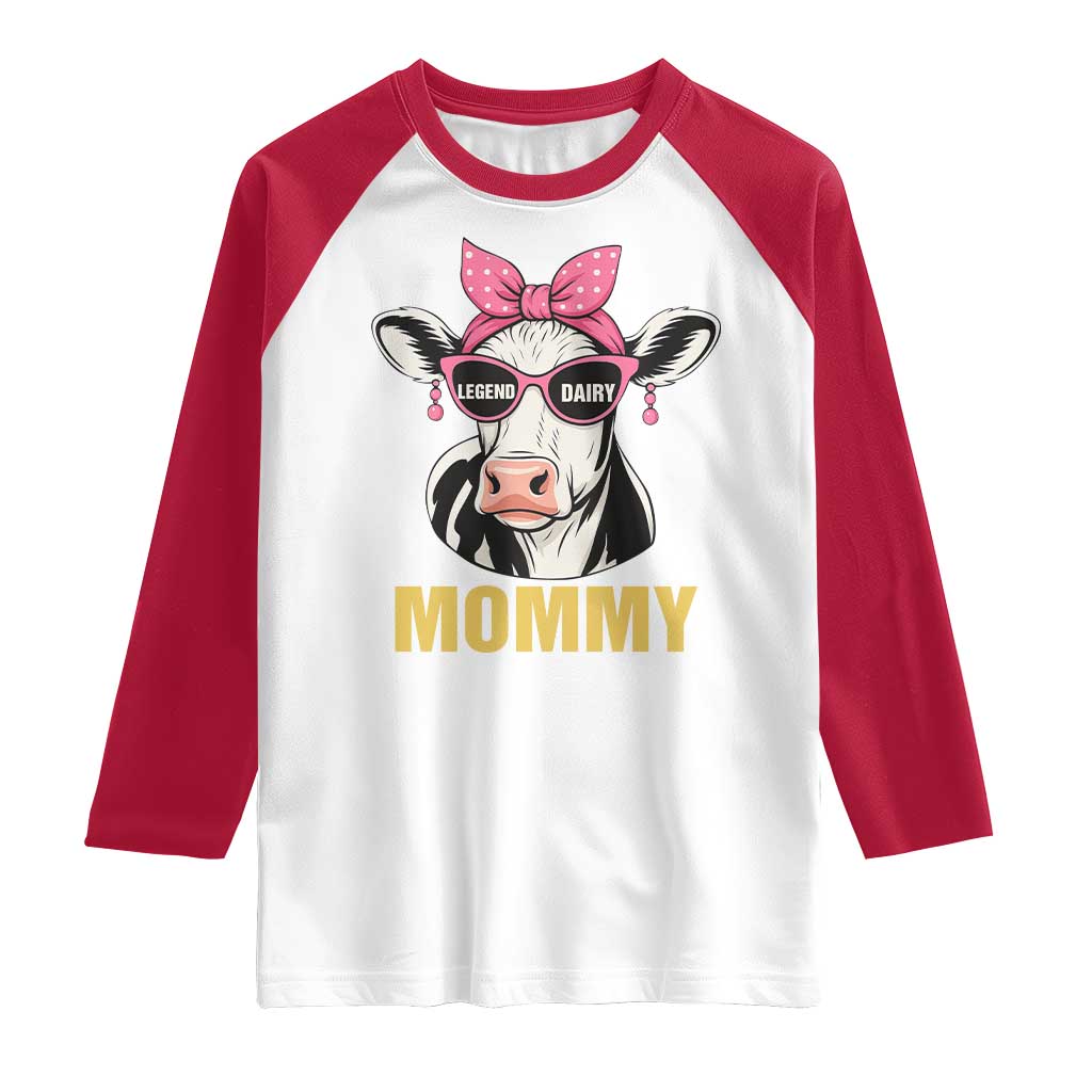 Legend Dairy Mommy Raglan Shirt Funny Farmer Milk Joke Cow Mothers Day TS12 White Red Print Your Wear
