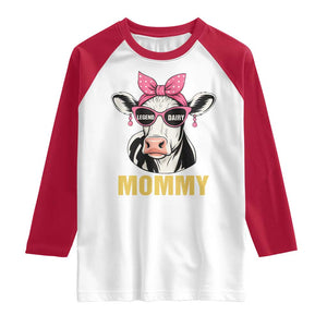 Legend Dairy Mommy Raglan Shirt Funny Farmer Milk Joke Cow Mothers Day TS12 White Red Print Your Wear