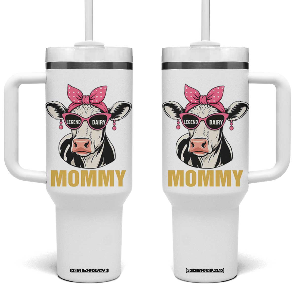 Legend Dairy Mommy Tumbler With Handle Funny Farmer Milk Joke Cow Mothers Day TS12 One Size: 40 oz White Print Your Wear
