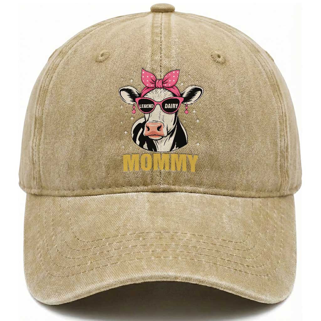 Legend Dairy Mommy Washed Cotton Baseball Cap Funny Farmer Milk Joke Cow Mothers Day TS12 Print Your Wear