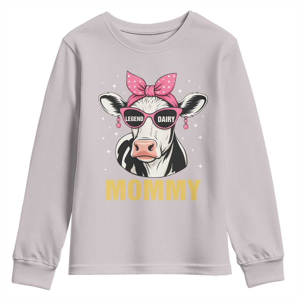 Legend Dairy Mommy Youth Sweatshirt Funny Farmer Milk Joke Cow Mothers Day TS12 Ice Gray Print Your Wear