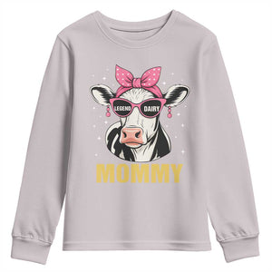 Legend Dairy Mommy Youth Sweatshirt Funny Farmer Milk Joke Cow Mothers Day TS12 Ice Gray Print Your Wear