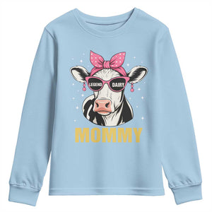 Legend Dairy Mommy Youth Sweatshirt Funny Farmer Milk Joke Cow Mothers Day TS12 Light Blue Print Your Wear