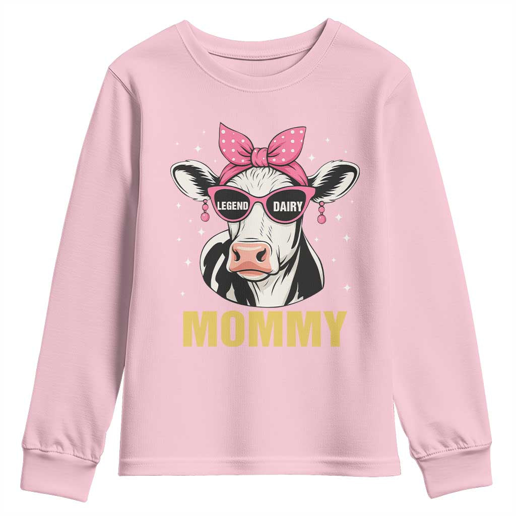 Legend Dairy Mommy Youth Sweatshirt Funny Farmer Milk Joke Cow Mothers Day TS12 Light Pink Print Your Wear