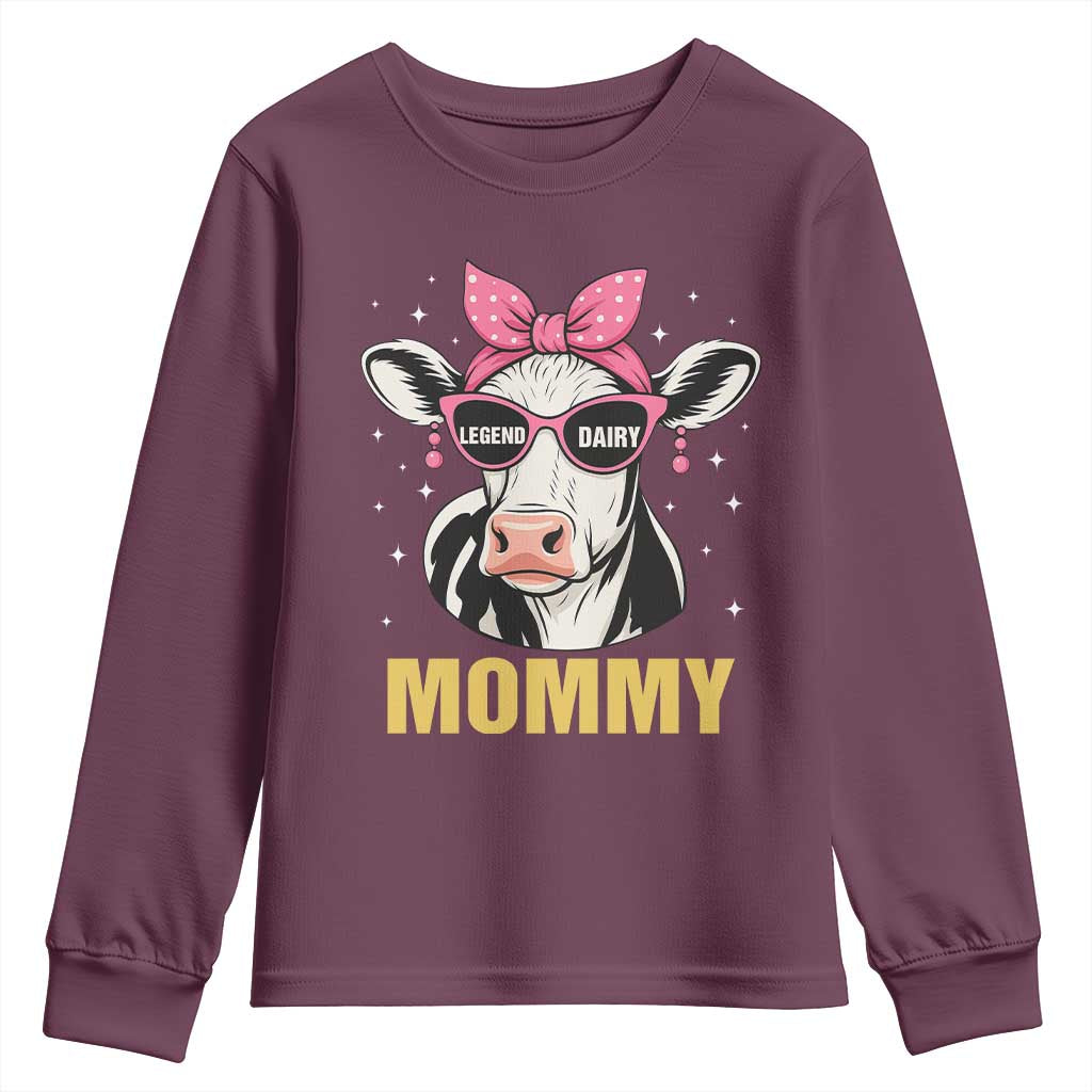 Legend Dairy Mommy Youth Sweatshirt Funny Farmer Milk Joke Cow Mothers Day TS12 Maroon Print Your Wear