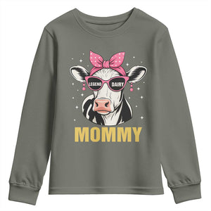 Legend Dairy Mommy Youth Sweatshirt Funny Farmer Milk Joke Cow Mothers Day TS12 Military Green Print Your Wear