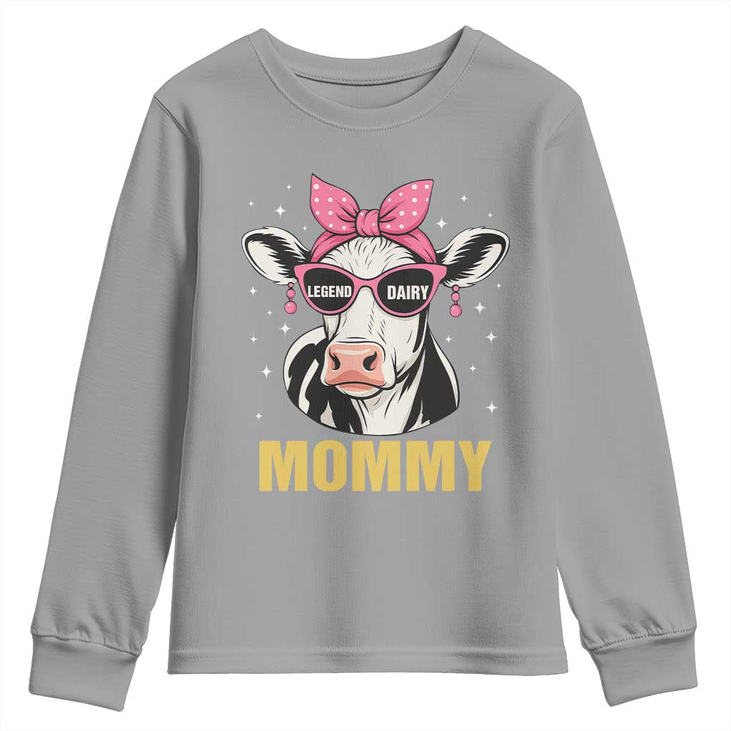 Legend Dairy Mommy Youth Sweatshirt Funny Farmer Milk Joke Cow Mothers Day TS12 Sport Gray Print Your Wear