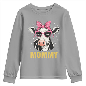 Legend Dairy Mommy Youth Sweatshirt Funny Farmer Milk Joke Cow Mothers Day TS12 Sport Gray Print Your Wear