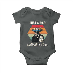 Just A Dad Who Always Came Back With The Milk Baby Onesie Funny Cow Father's Day TS12 Dark Heather Print Your Wear