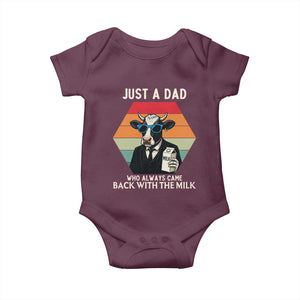 Just A Dad Who Always Came Back With The Milk Baby Onesie Funny Cow Father's Day TS12 Maroon Print Your Wear