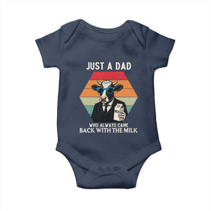 Just A Dad Who Always Came Back With The Milk Baby Onesie Funny Cow Father's Day TS12 Navy Print Your Wear