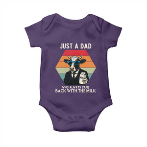 Just A Dad Who Always Came Back With The Milk Baby Onesie Funny Cow Father's Day TS12 Purple Print Your Wear