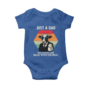 Just A Dad Who Always Came Back With The Milk Baby Onesie Funny Cow Father's Day TS12 Royal Blue Print Your Wear