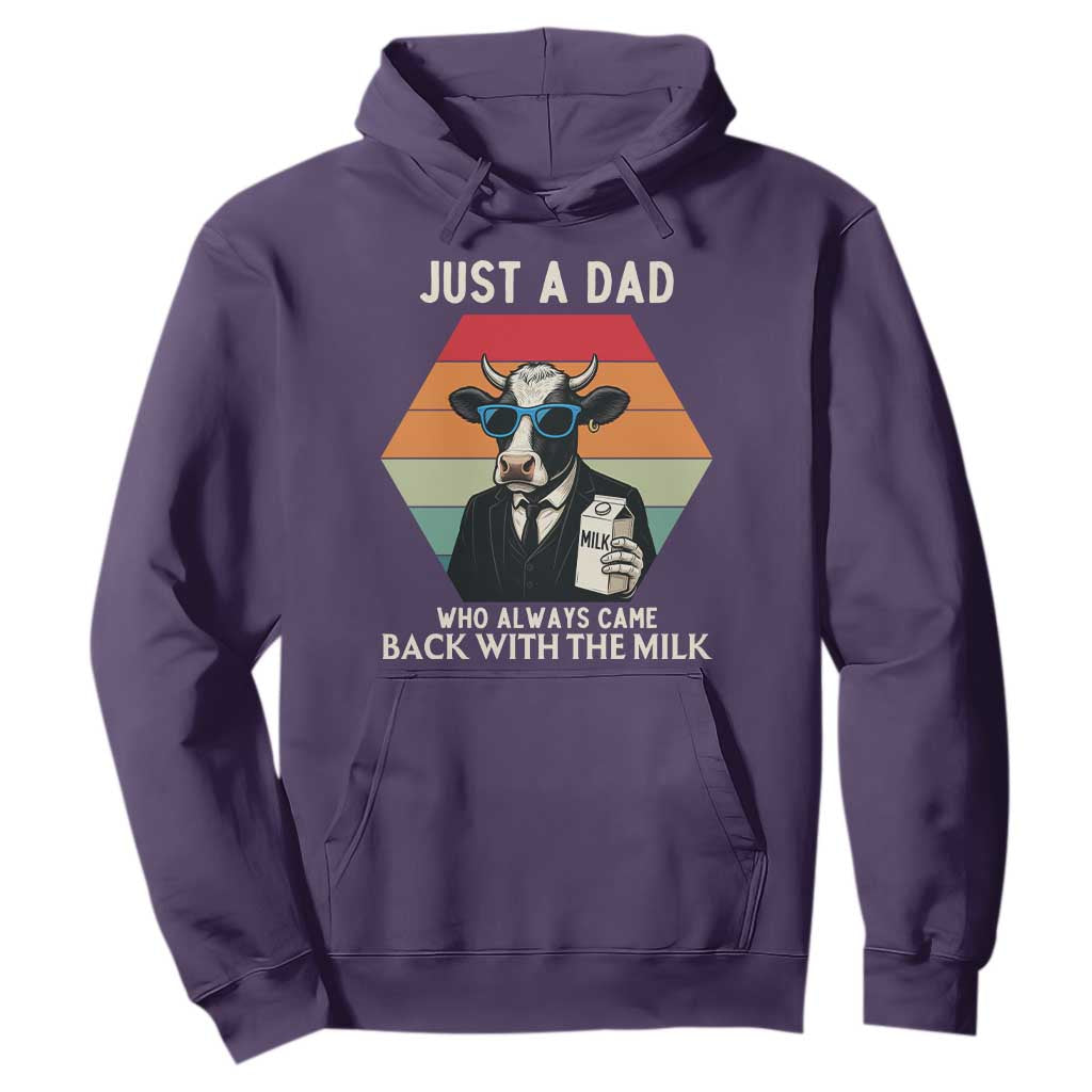 Just A Dad Who Always Came Back With The Milk Hoodie Funny Cow Father's Day TS12 Purple Print Your Wear
