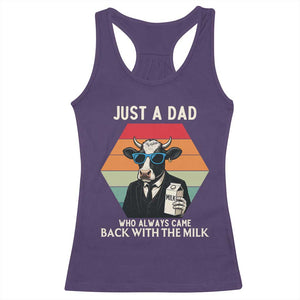 Just A Dad Who Always Came Back With The Milk Racerback Tank Top Funny Cow Father's Day TS12 Purple Print Your Wear