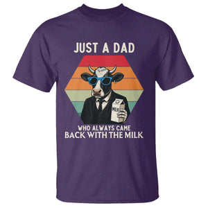 Just A Dad Who Always Came Back With The Milk T Shirt Funny Cow Father's Day TS12 Purple Print Your Wear