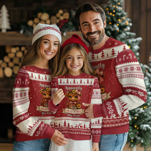 Apparently I Have An Attitude Who Knew Ugly Christmas Sweater Funny Sarcasm Highland Cow TS12 Red Beige Print Your Wear