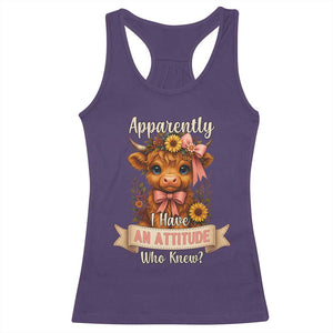 Apparently I Have An Attitude Who Knew Racerback Tank Top Funny Sarcasm Highland Cow TS12 Purple Print Your Wear