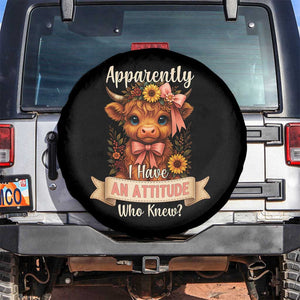 Apparently I Have An Attitude Who Knew Spare Tire Cover Funny Sarcasm Highland Cow TS12 No hole Black Print Your Wear