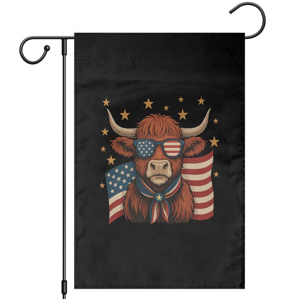Funny Highland Cow Garden Flag USA Flag Patriotic Cow Farmer TS12 Black Print Your Wear