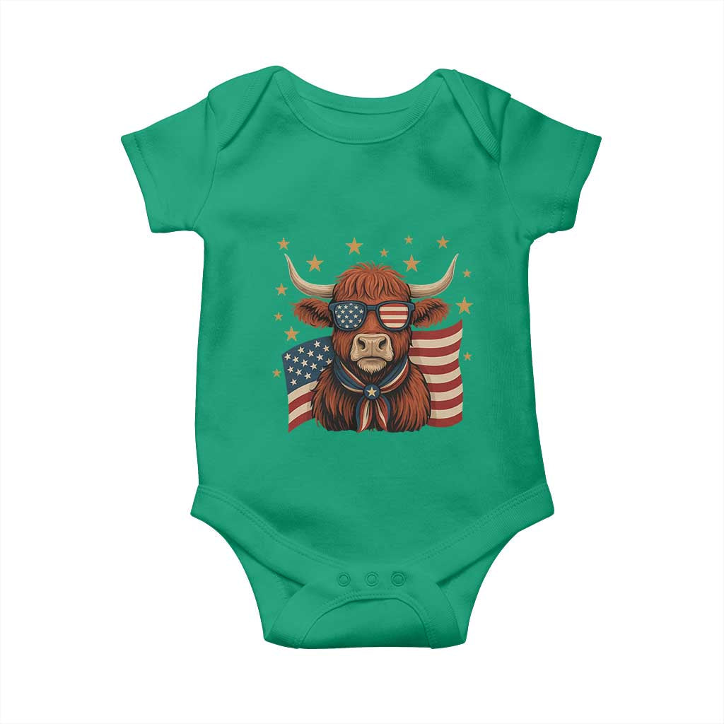 Funny Highland Cow Baby Onesie USA Flag Patriotic Cow Farmer TS12 Irish Green Print Your Wear
