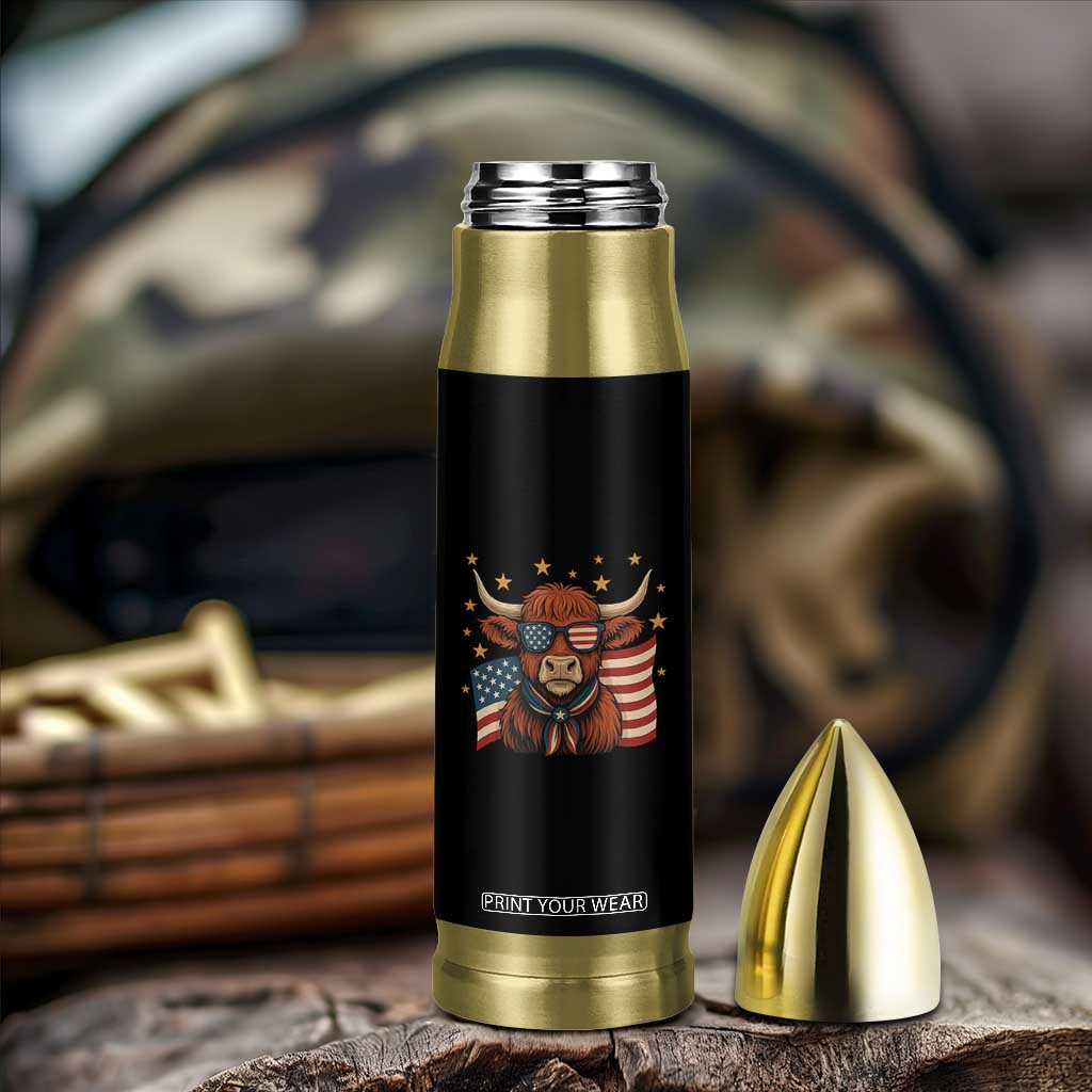 Funny Highland Cow Bullet Tumbler USA Flag Patriotic Cow Farmer TS12 Print Your Wear