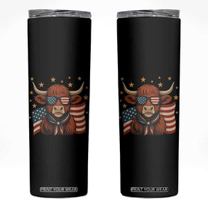 Funny Highland Cow Skinny Tumbler USA Flag Patriotic Cow Farmer TS12 Black Print Your Wear