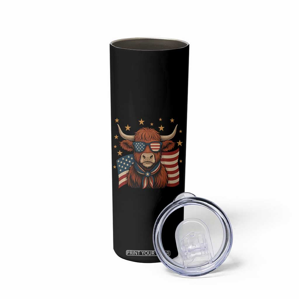 Funny Highland Cow Skinny Tumbler USA Flag Patriotic Cow Farmer TS12 Print Your Wear
