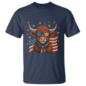 Funny Highland Cow T Shirt USA Flag Patriotic Cow Farmer TS12 Navy Print Your Wear