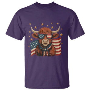 Funny Highland Cow T Shirt USA Flag Patriotic Cow Farmer TS12 Purple Print Your Wear