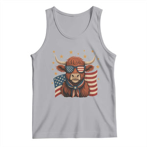 Funny Highland Cow Tank Top USA Flag Patriotic Cow Farmer TS12 Athletic Heather Print Your Wear