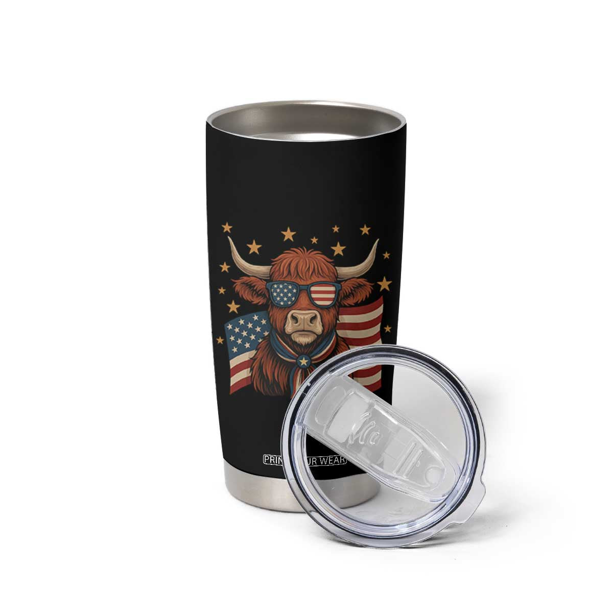 Funny Highland Cow Tumbler Cup USA Flag Patriotic Cow Farmer TS12 Print Your Wear