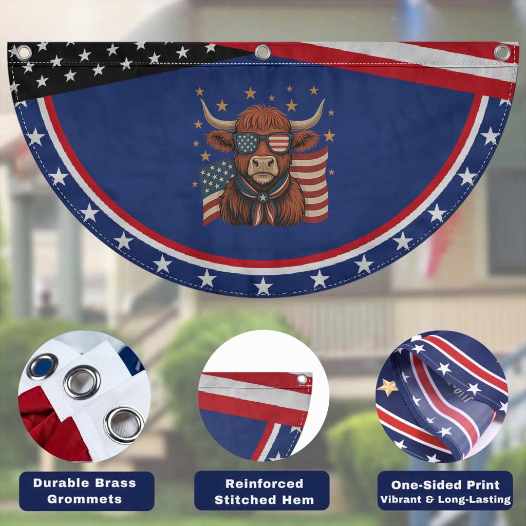 Funny Highland Cow Patriotic Fan Flag USA Flag Cow Farmer Gift