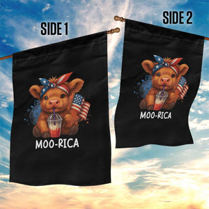 Funny Highland Cow Patriotic Garden Flag Moo Rica USA Flag Cow Farmer TS12 Print Your Wear