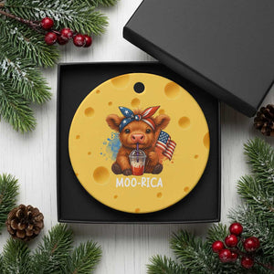 Funny Highland Cow Patriotic Ceramic Ornament Moo Rica USA Flag Cow Farmer TS12 1pc Yellow Cheese Print Your Wear
