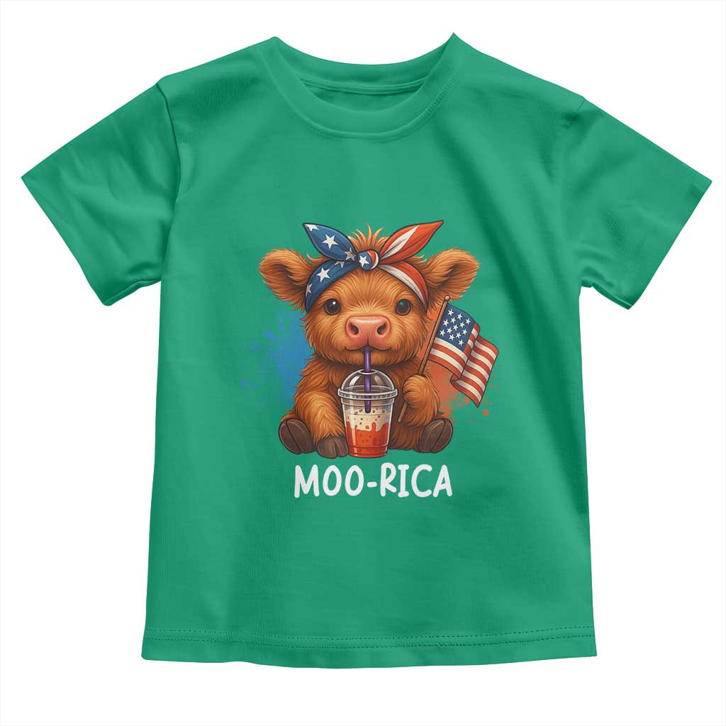 Funny Highland Cow Patriotic Toddler T Shirt Moo Rica USA Flag Cow Farmer TS12 Irish Green Print Your Wear