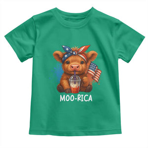 Funny Highland Cow Patriotic Toddler T Shirt Moo Rica USA Flag Cow Farmer TS12 Irish Green Print Your Wear