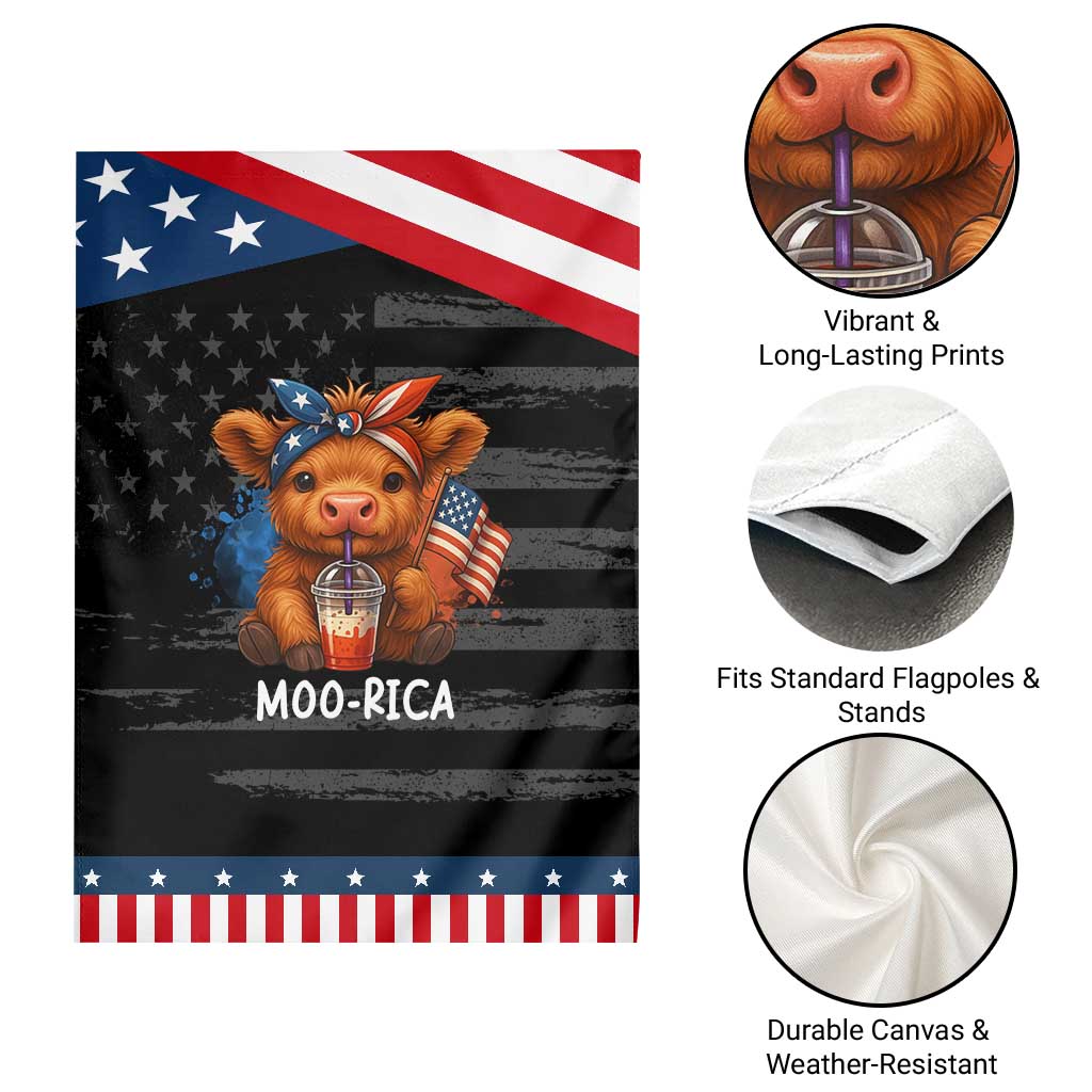 Funny Highland Cow Patriotic Garden Flag Moo Rica USA Flag Cow Farmer TS12 Print Your Wear