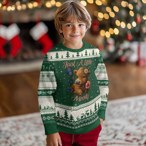 Just A Little Moody Ugly Christmas Sweater Funny Sarcasm Highland Cow TS12 Forest Green Beige Print Your Wear