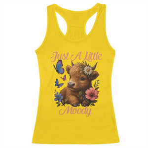 Just A Little Moody Racerback Tank Top Funny Sarcasm Highland Cow TS12 Daisy Print Your Wear