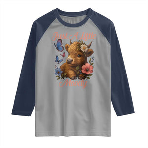 Just A Little Moody Raglan Shirt Funny Sarcasm Highland Cow TS12 Sport Gray Navy Print Your Wear