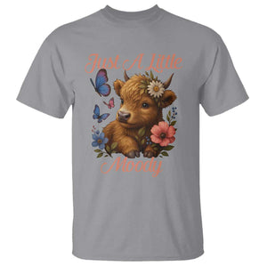 Just A Little Moody T Shirt Funny Sarcasm Highland Cow TS12 Sport Gray Print Your Wear