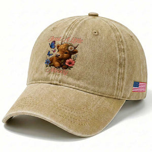 Just A Little Moody Washed Cotton Baseball Cap Funny Sarcasm Highland Cow TS12 Print Your Wear