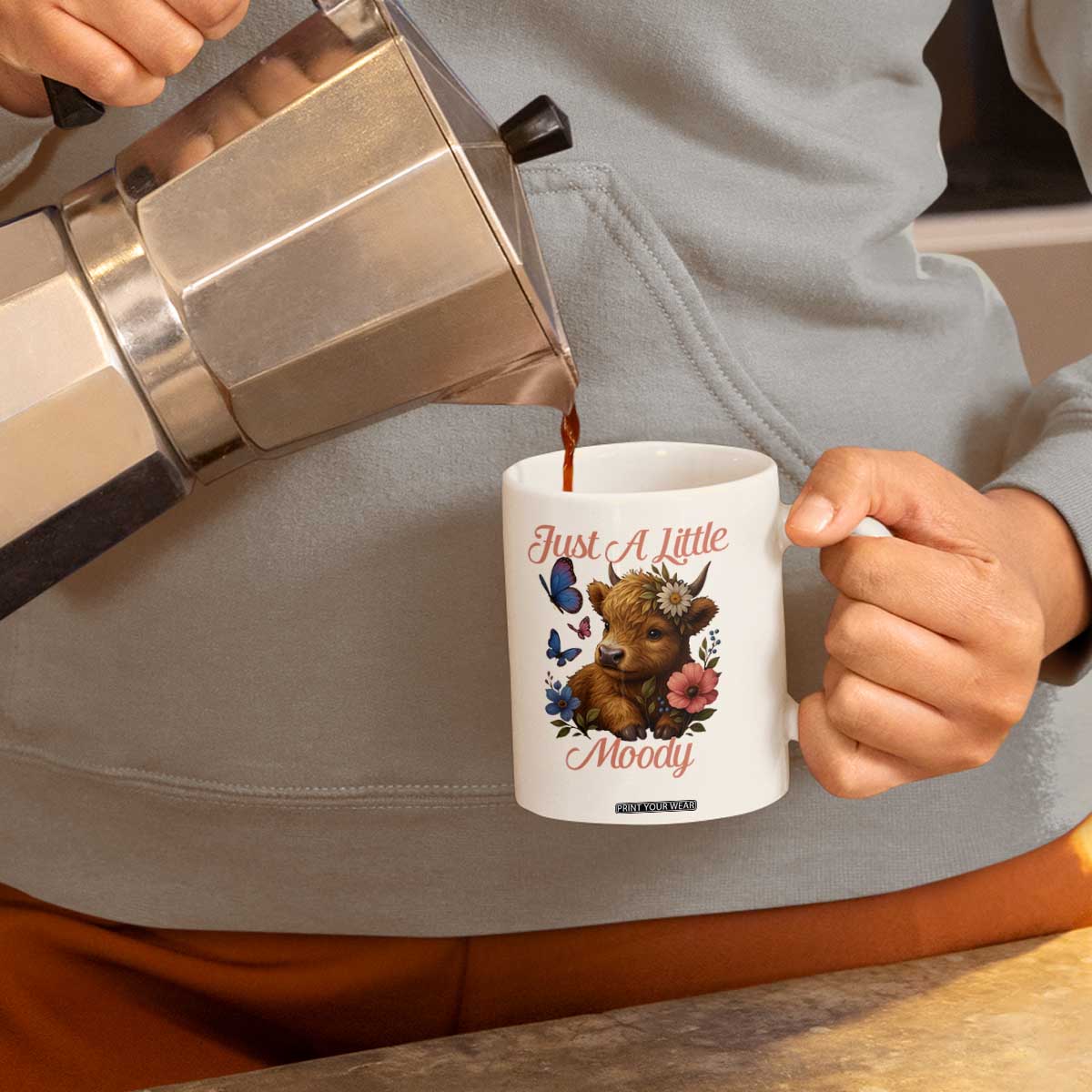 Just A Little Moody Coffee Mug Funny Sarcasm Highland Cow TS12 Print Your Wear
