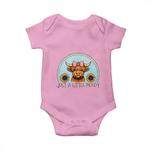 Just A Little Moody Baby Onesie Funny Sarcasm Highland Cattle TS12 Light Pink Print Your Wear