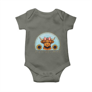 Just A Little Moody Baby Onesie Funny Sarcasm Highland Cattle TS12 Military Green Print Your Wear