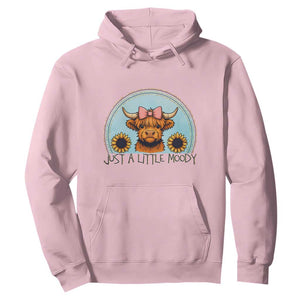 Just A Little Moody Hoodie Funny Sarcasm Highland Cattle TS12 Light Pink Print Your Wear
