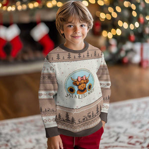 Just A Little Moody Ugly Christmas Sweater Funny Sarcasm Highland Cattle TS12 Mocha Mousse Print Your Wear