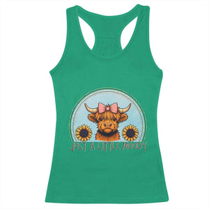 Just A Little Moody Racerback Tank Top Funny Sarcasm Highland Cattle TS12 Irish Green Print Your Wear