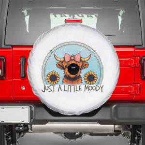Just A Little Moody Spare Tire Cover Funny Sarcasm Highland Cattle TS12 White Print Your Wear